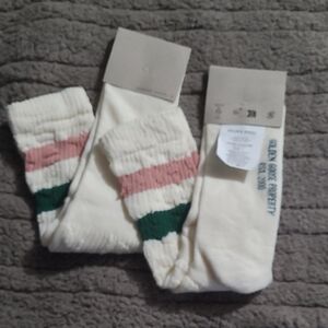 Golden Goose White Socks with Pink and Green Stripes